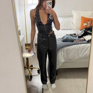 Aritzia Black Leather Jumpsuit